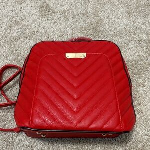 Red Quilted Women's Crossbody Backpack